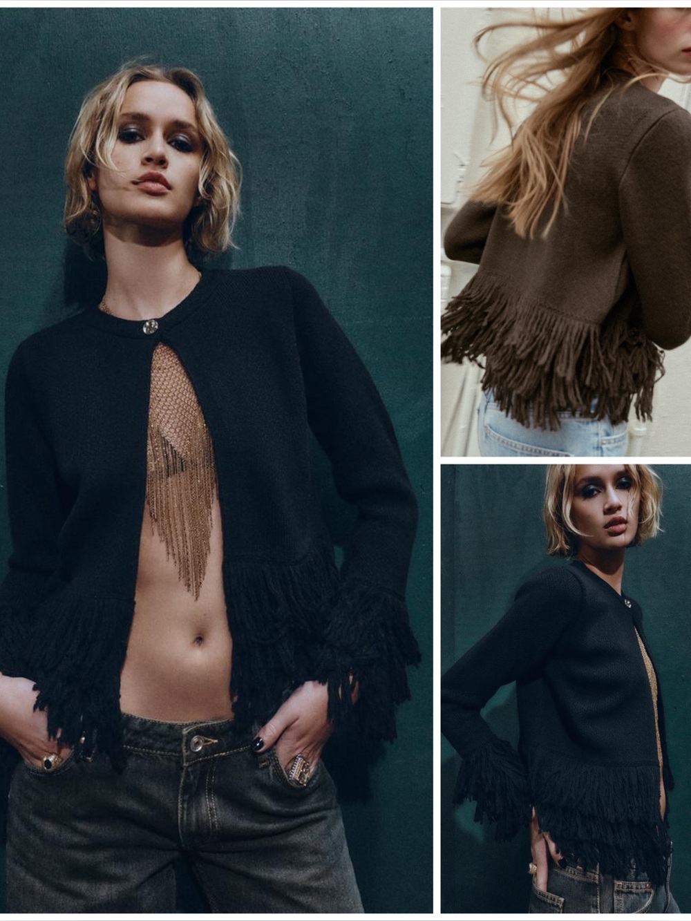 ZARA ~ Fringed Knit Cardigan
